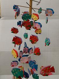 giostra pesci in legno e conchiglie 