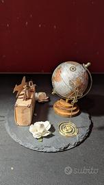 soprammobile mappamondo viaggio con valigia 