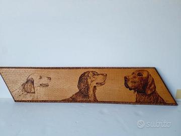 quadro pirografato cani