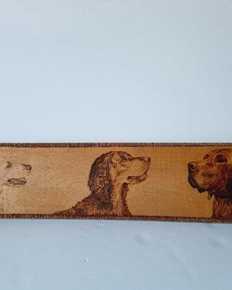 quadro pirografato cani