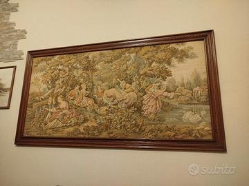 Grande arazzo da parete con cornice in legno 