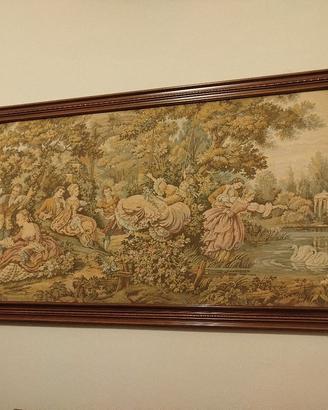 Grande arazzo da parete con cornice in legno 