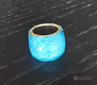 Anello Swarovski azzurro in acciaio