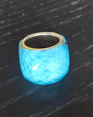 Anello Swarovski azzurro in acciaio