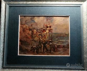 Dipinto Cantiere in riva al mare 