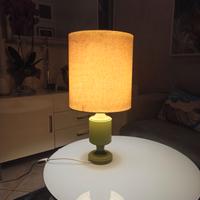 Lampada verde in legno e carta vintage anni 70
