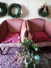 Due poltrone  vintage velluto rosa