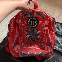 Zaino Philipp Plein Originale in Pelle Rossa