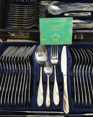 Set Completo Posate Acciaio 18/10 Inox filo d'or