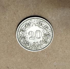 MONETA CONFOEDERATIO HELVETICA 20 RAPPEN ANNO 1960
