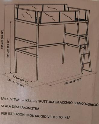 Struttura letto singolo a soppalco Vital IKEA