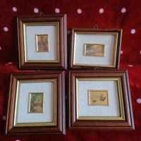 4 quadretti miniature incorniciate litografie