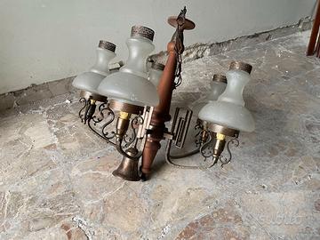 Lampadario in vetro con applique abbinate