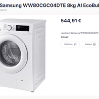 Lavatrice Samsung WW80CGC04DTE Classe A
