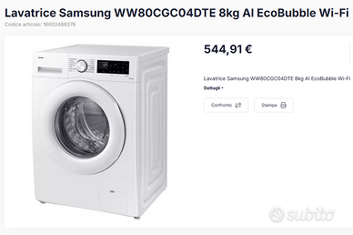 Lavatrice Samsung WW80CGC04DTE Classe A