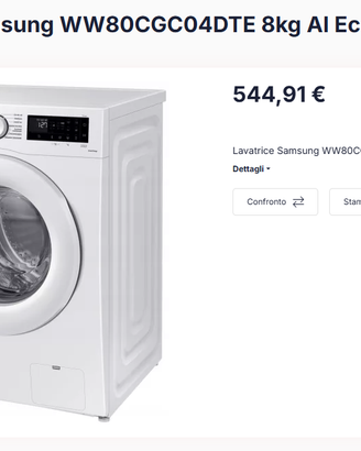 Lavatrice Samsung WW80CGC04DTE Classe A