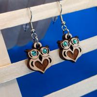 Orecchini con gufo in legno e Swarovski®