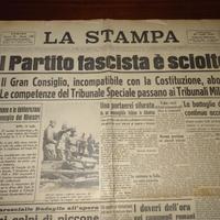 GIORNALE ORIGINALE 1943: PARTITO FASCISTA SCIOLTO
