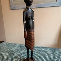 Scultura artigianale in legno donna africana