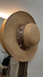 Cappello donna tela spiaggia paglia