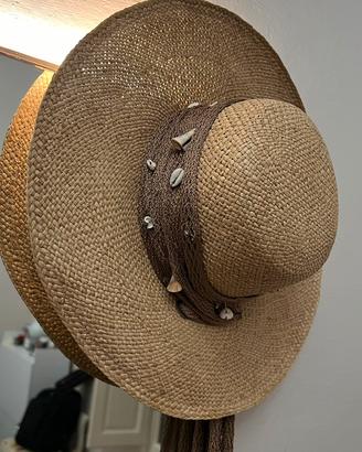 Cappello donna tela spiaggia paglia