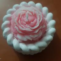 vasetto in gesso  con fiore fatto in cera