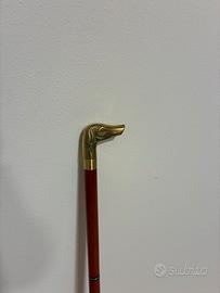 Bastone da passeggio con cane in ottone