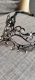 Maschera Metallo Nera con Strass 