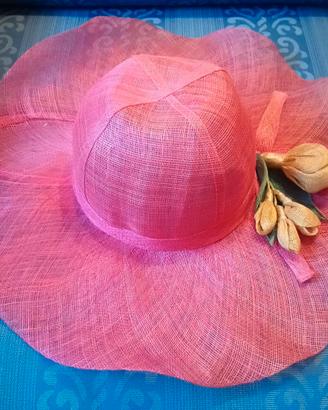 Cappello vintage in raffia da cerimonia, tg. 56/57