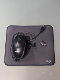 Mouse Logitech B100 USB + tappetino Logitech + ada