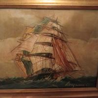 Quadro antico olio su tela con cornice dorata