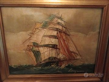 Quadro antico olio su tela con cornice dorata