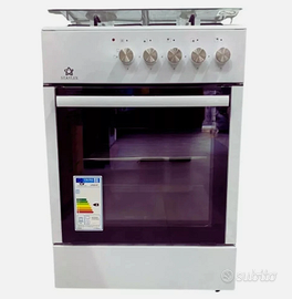 CUCINA A GAS CON FORNO A GAS 4 FUOCHI BIANCA 60 CM