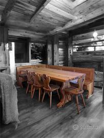 TAVOLO CON PANCA DA  MONTAGNA PINO MASSICCIO