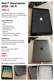 iPad 7ª Generazione 32GB Wi-Fi Space Gray – Ottime