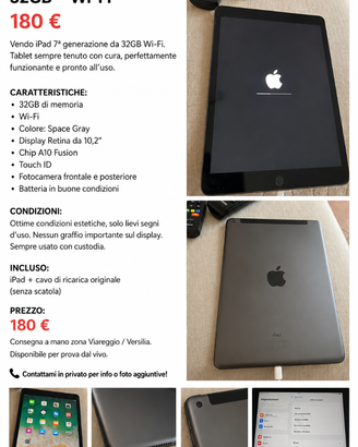iPad 7ª Generazione 32GB Wi-Fi Space Gray – Ottime
