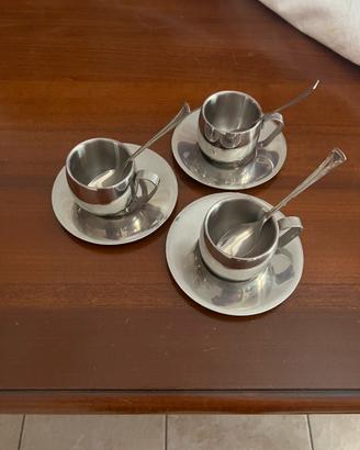 Servizio, sei tazzine caffè IMCO acc.inox 18/10