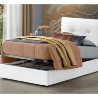 LETTO SINGOLO IMBOTTITO BIANCO ECO PELLE