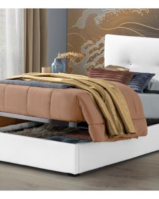 LETTO SINGOLO IMBOTTITO BIANCO ECO PELLE