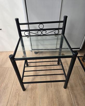 comodino in ferro e vetro 