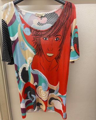 Maglia Paola Dotti stile Pop Art con strass e perl