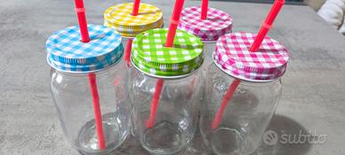 Set 5 bicchieri in vetro stile Mason Jar