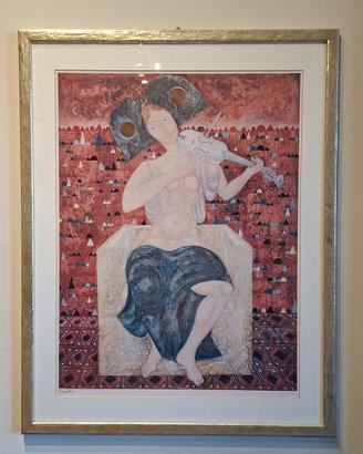 Litografia incorniciata Cinello Losi '76 Piacenza 