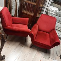 coppia poltrone design anni 50". stoffa originale 