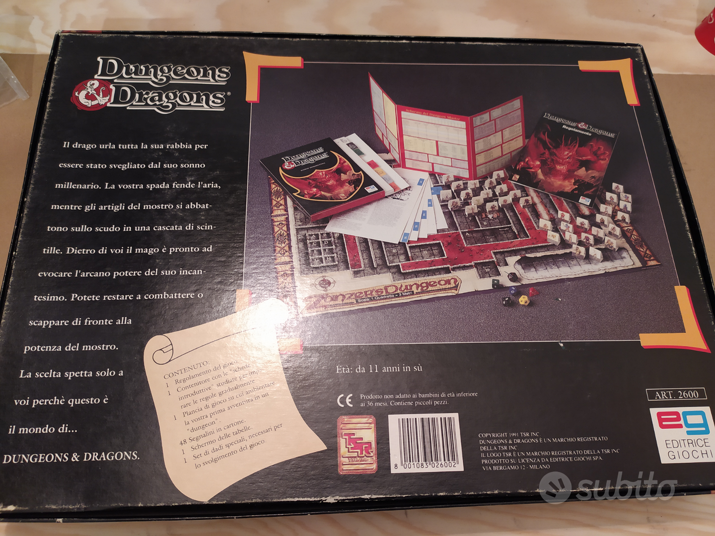 TSR Dungeons & Dragons Editrice Giochi TSR 1991 raro completo scatola nera originale 