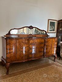 credenza in radica con specchio