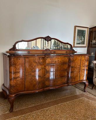 credenza in radica con specchio