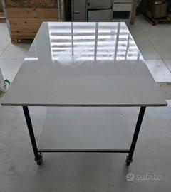 TAVOLO DA TAGLIO TESSILE 2 RIPIANI CON RUOTE