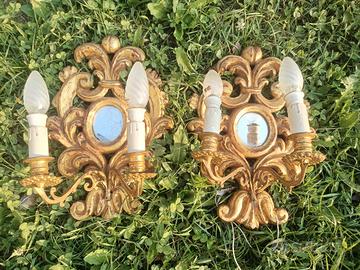 Coppia di appliques in legno prima metà  XX secolo
