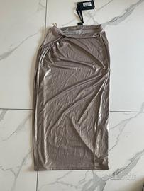 Gonna Pinko midi effeto laminato beige - Nuova